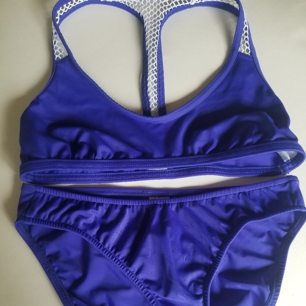 Bikini bathing suit girls size 6 waist 26 bust 26 blue